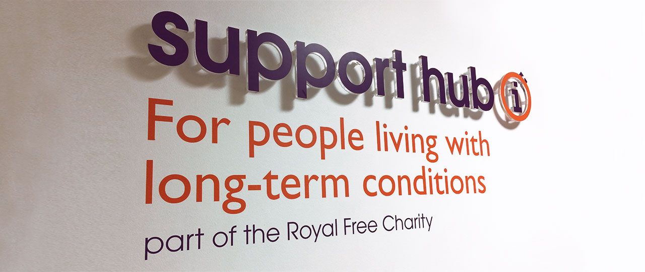 Royal Free Charity Support Hub signage
